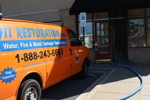 Water Damage Restoration Mesa Van Running Suction At Job Location